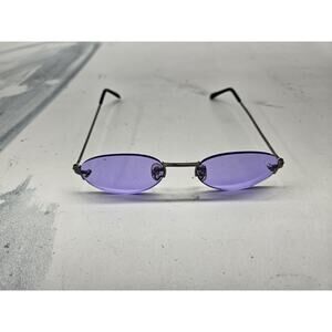 Oval Shaped Rimless Sunglasses Metal Frame Colored Rimless Oval Lenses Men Women